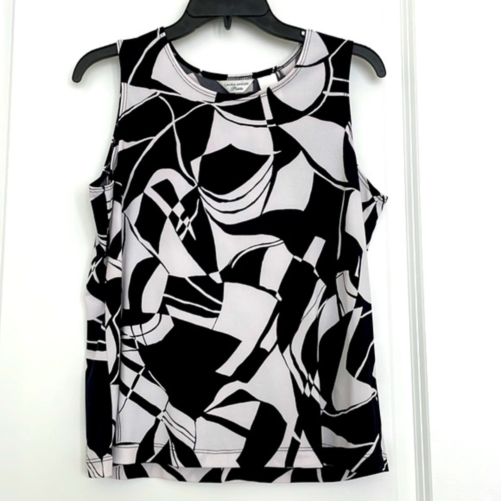 Laura Ashley black & white sleeveless top
